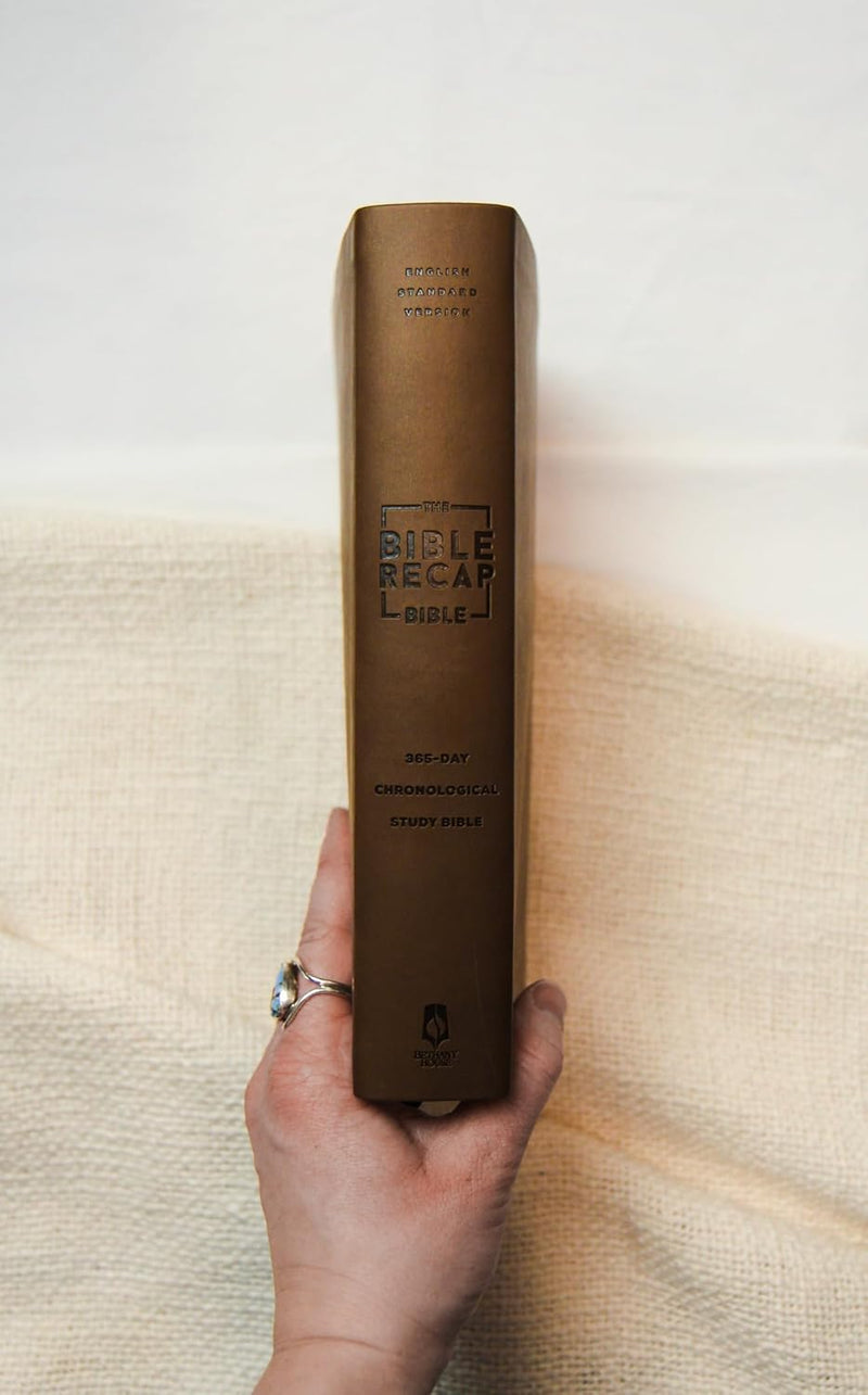 The Bible Recap 365-Day Chronological Study Bible: English Standard Version - Vegan Imitation Leather, Brown Imitation Leather
