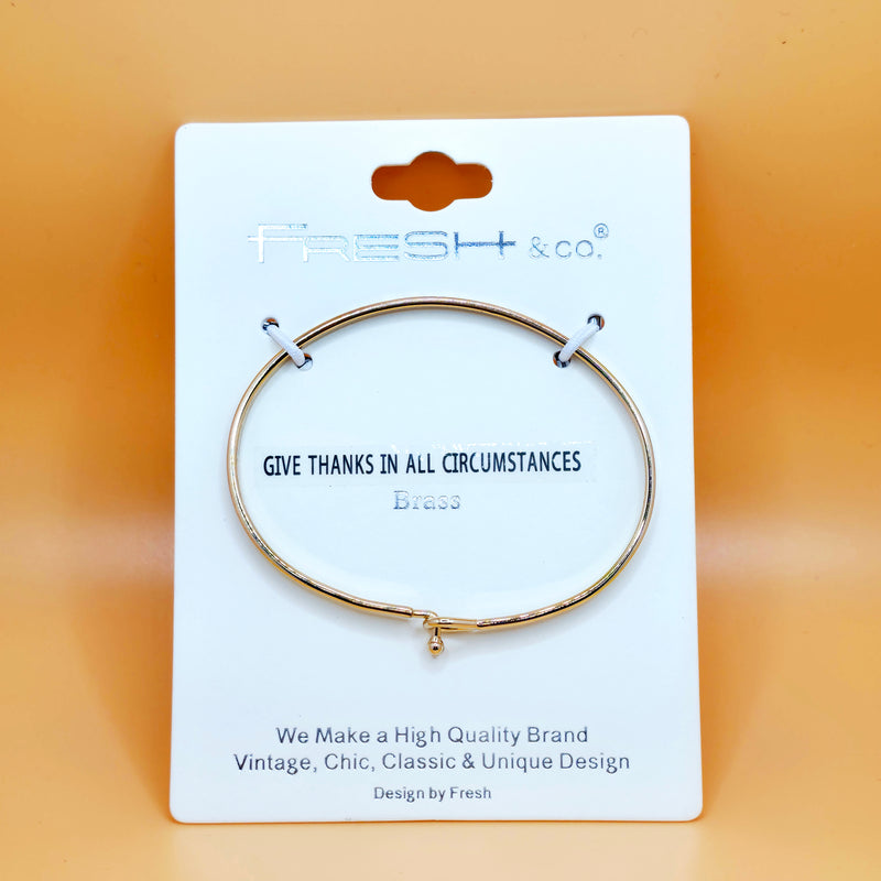 GIVE THANKS IN ALL CIRCUMSTANCES Inspirational Message Bracelet Positive Message Engraved Thin Bangle - Jewelry