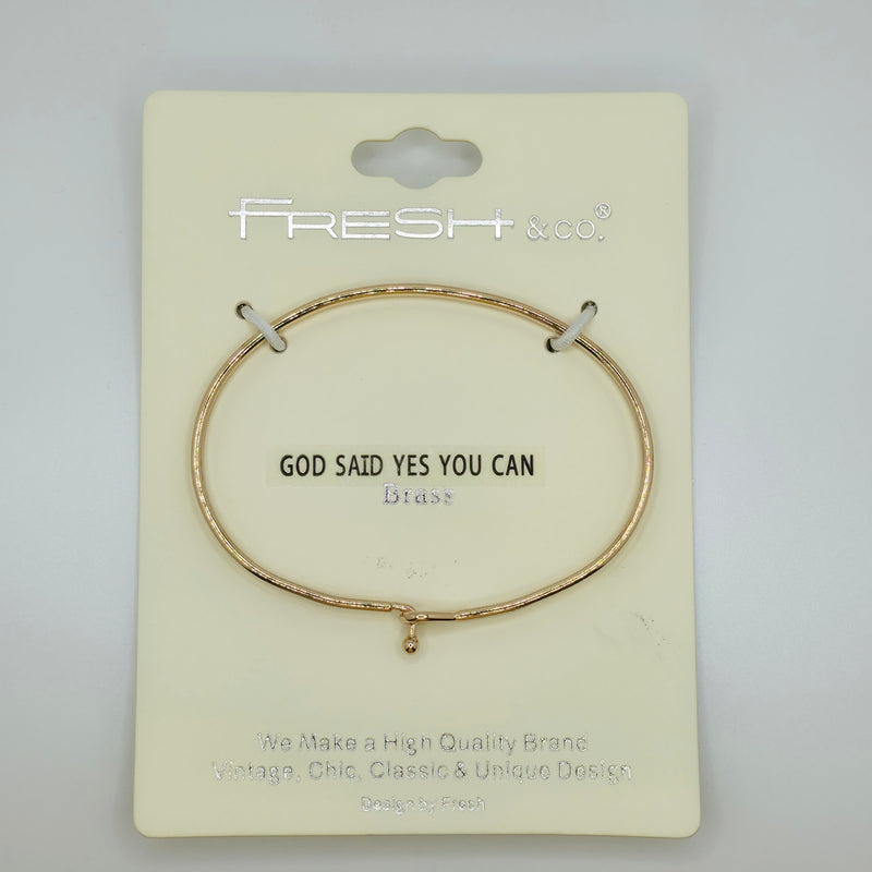 GOD SAID YES YOU CAN Inspirational Message Bracelet Positive Message Engraved Thin Bangle - Jewelry