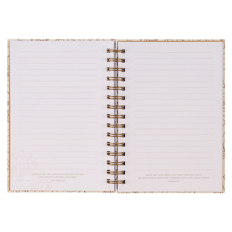 Give Thanks White and Gold Wire bound Journal - Psalm 106:1