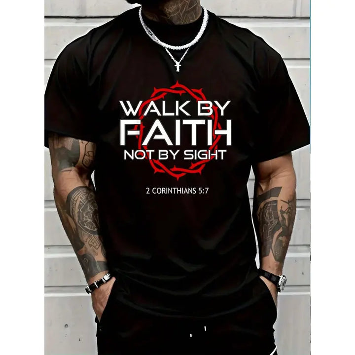 "Jesus Walk By Faith" Christian T-Shirt – Unisex Round Neck Graphic Tee