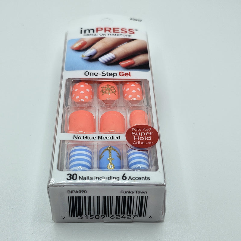 Kiss imPRESS - Funky Town - Anchor Nautical Orange Blue Ship - Nails