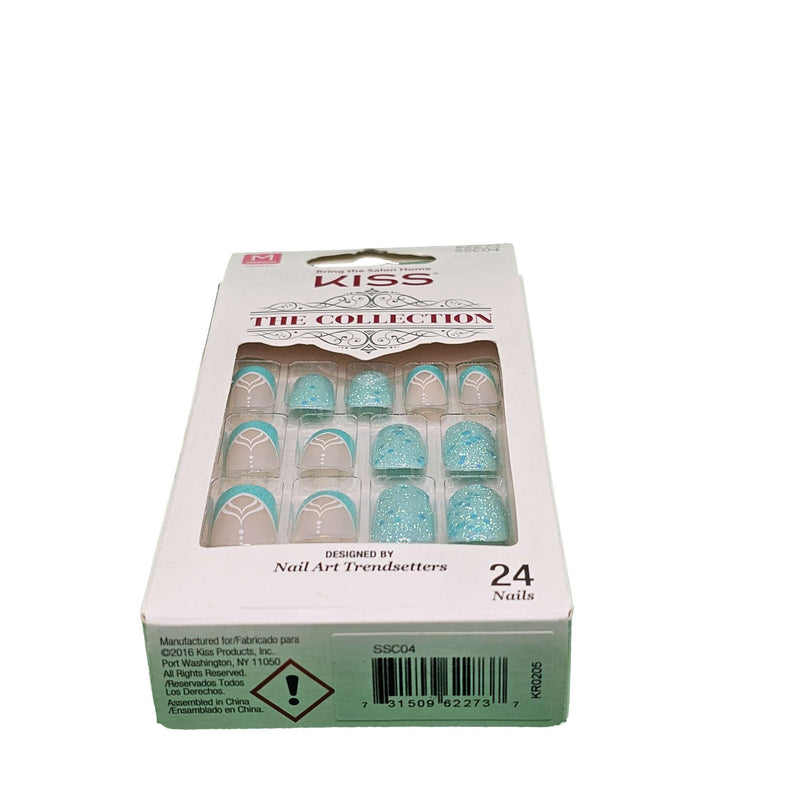 KISS The Collection Blue-Green Sparkly Medium Length Nails