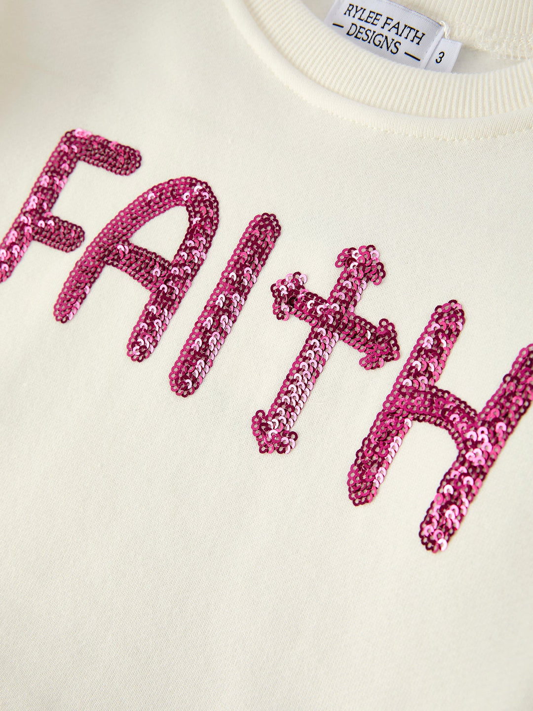 Girls Christian Outfit – Long Sleeve Faith Top &amp; Pink Cross Mesh Skirt