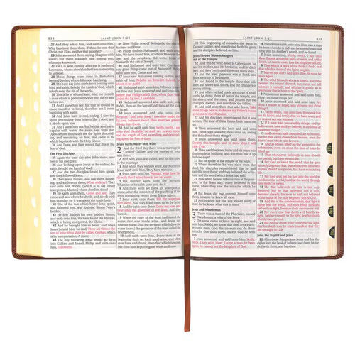 Antiqued Brown Faux Leather Large Print Thinline King James Version Bible with Thumb Index