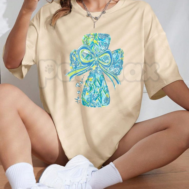 "He Is Risen" Christian Graphic Tee – Easter Resurrection Sunday T-Shirt, Premium 100% Cotton Faith-Based Top, Victory Over The Grave Gospel Shirt, Made in USA