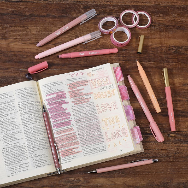 Bible Journaling Kit, Bible Highlighters and Pens No Bleed, Bible Study Kit, Journaling Kit for Women and Gift, Bible Tabs and Highlighter Set