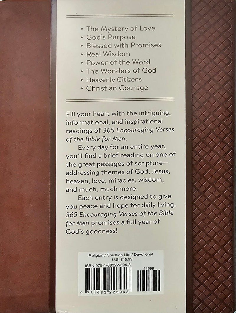 365 Encouraging Verses of the Bible for Men: A Daily Devotional Imitation Leather Compiled by Barbour Staff