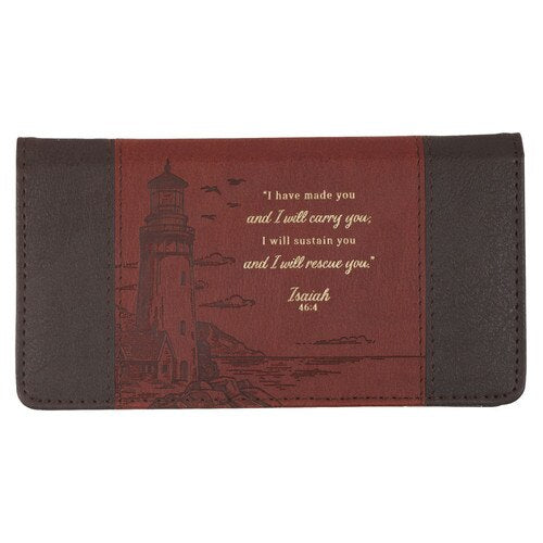 Have Made You Walnut Brown and Brick-red Faux Leather Checkbook Wallet