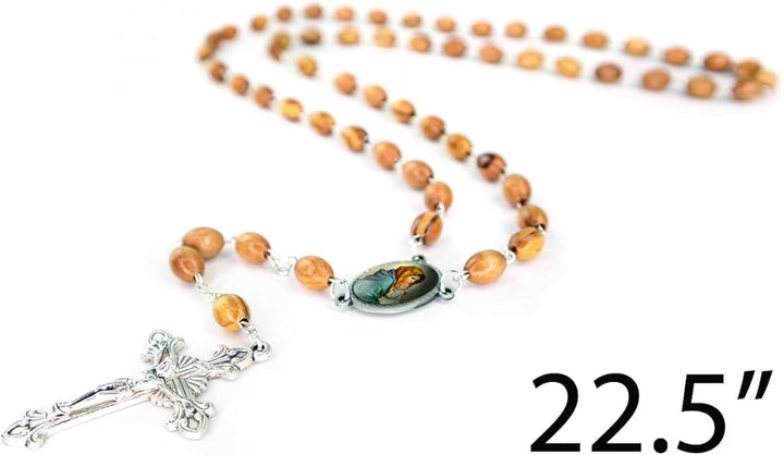 Mother Mary &amp; Child Jesus Olive Wood Rosary