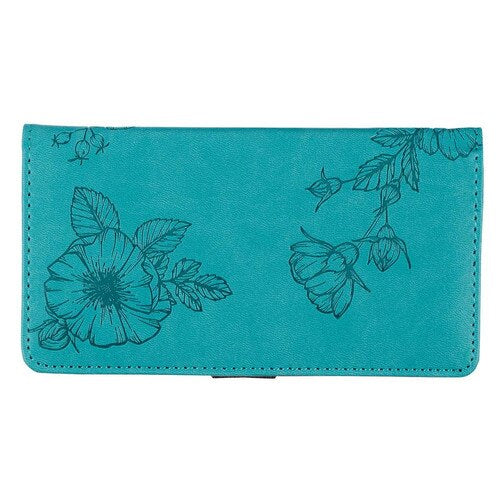 Strength &amp; Dignity Teal Faux Leather Checkbook Cover -Proverbs 31:25