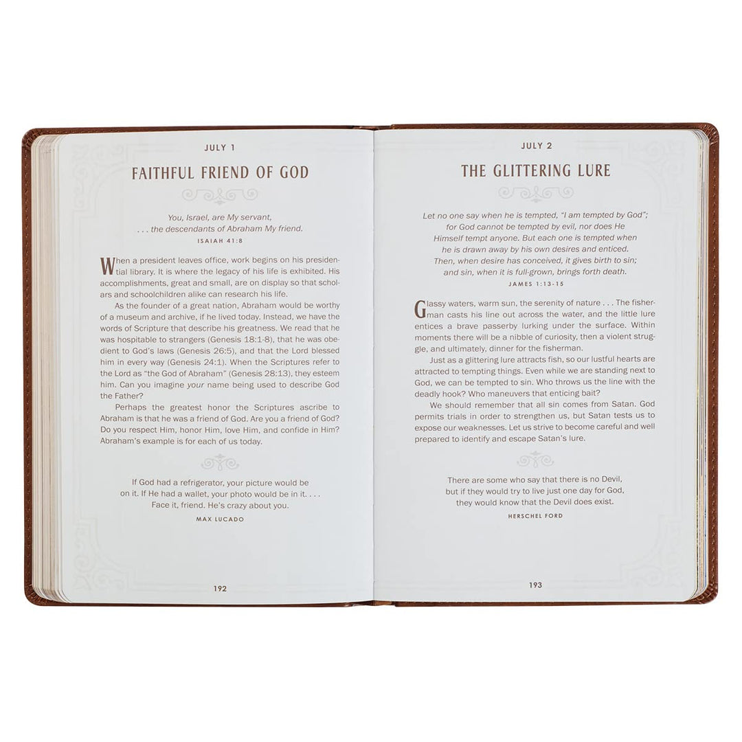Walking with God 365 Daily Devotions, Large Print Brown Faux Leather Imitation Leather