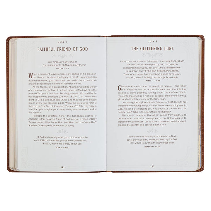Walking with God 365 Daily Devotions, Large Print Brown Faux Leather Imitation Leather