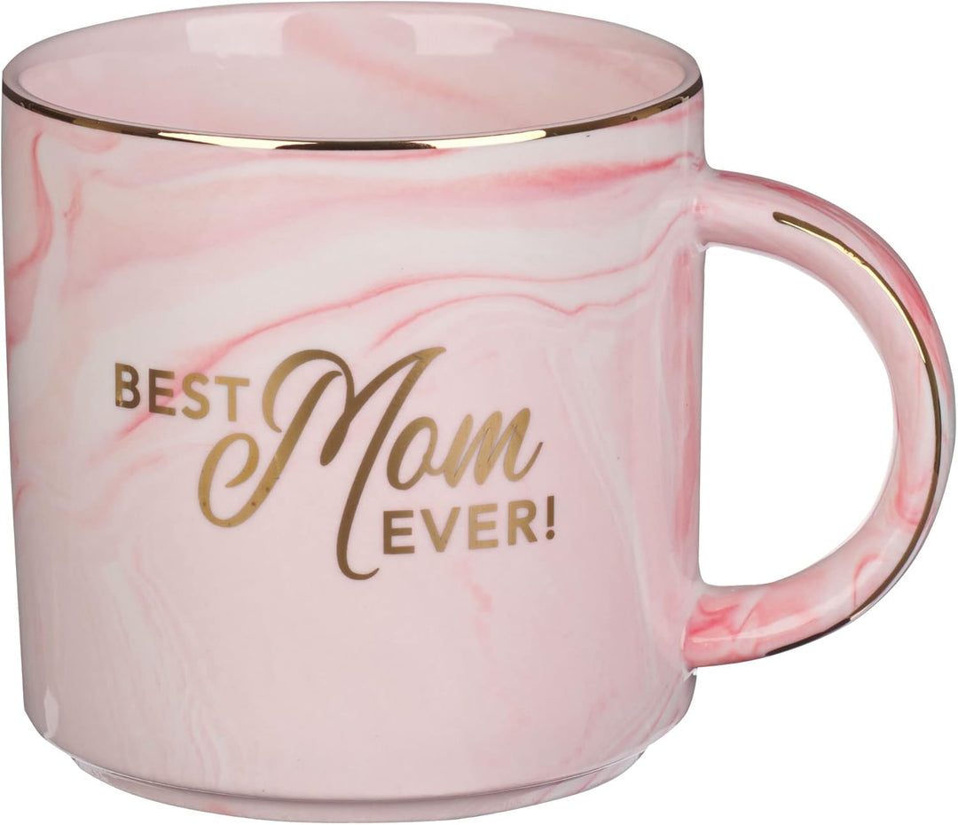 Best Mom Ever Pink Marbled Ceramic Coffee Mug
