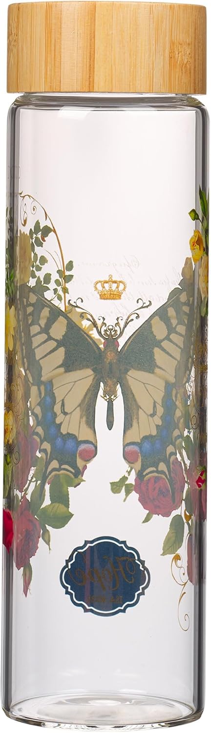 Hope Yellow Butterfly Glass Water Bottle - Isaiah 40:31