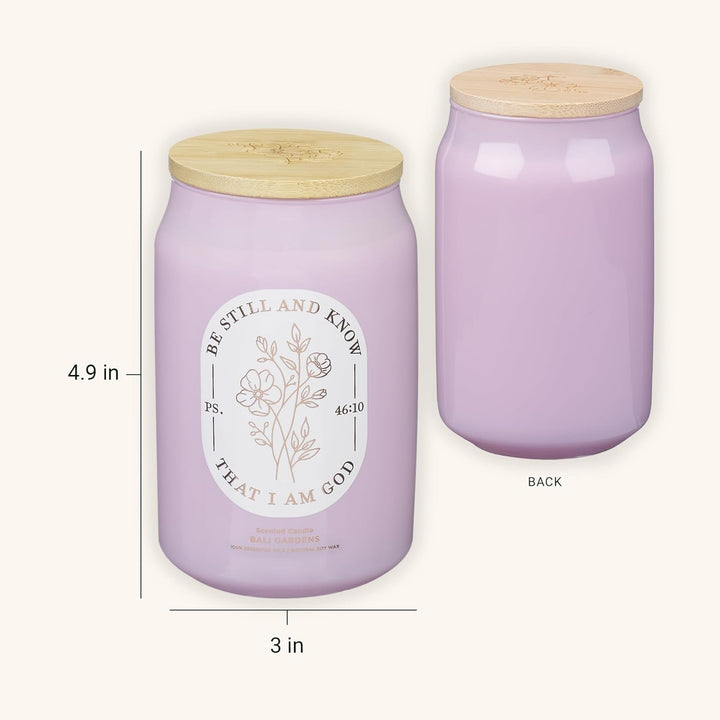 Be Still and Know Bali Gardens Scented Candle in a Glass Jar - Psalm 46:10
