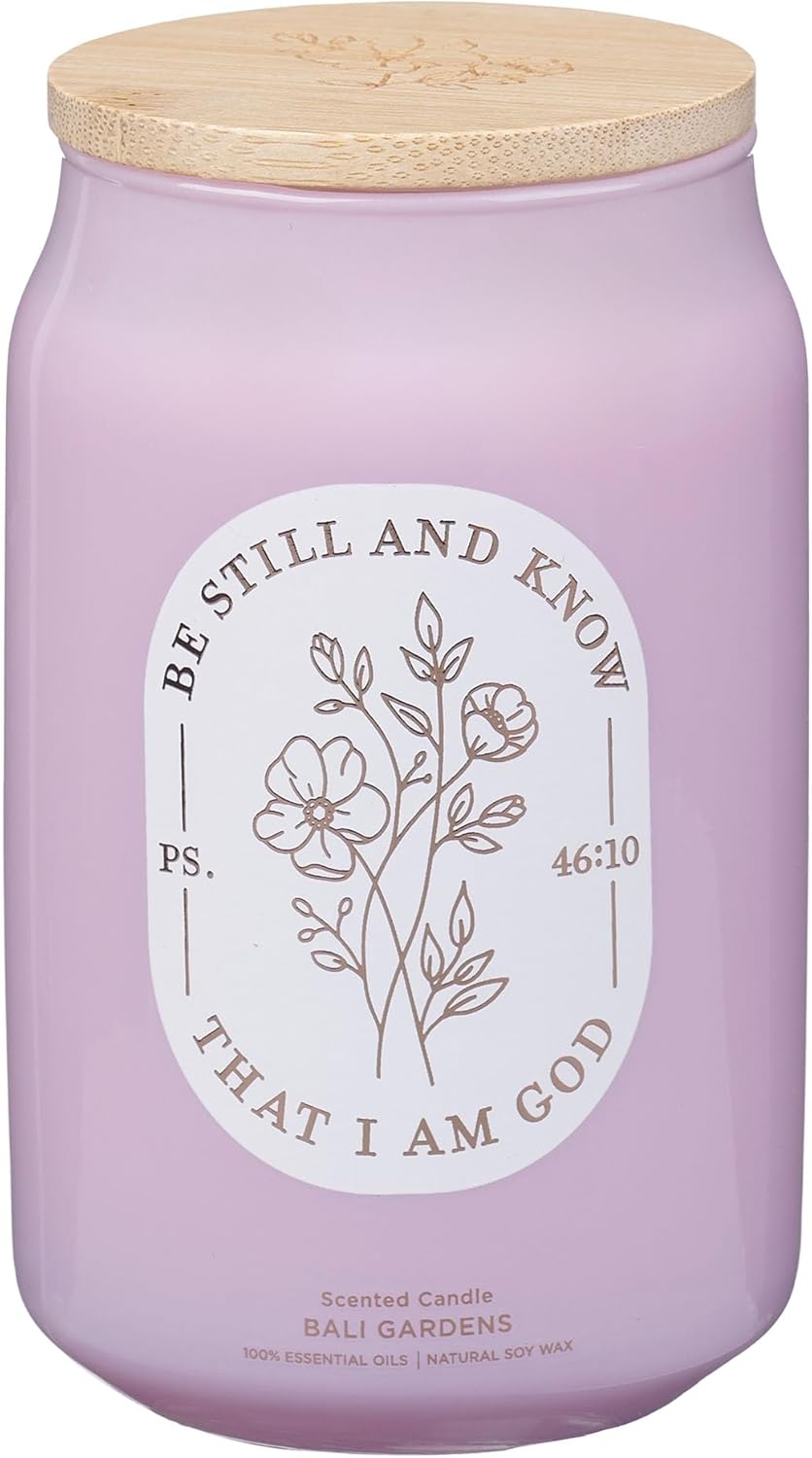Be Still and Know Bali Gardens Scented Candle in a Glass Jar - Psalm 46:10