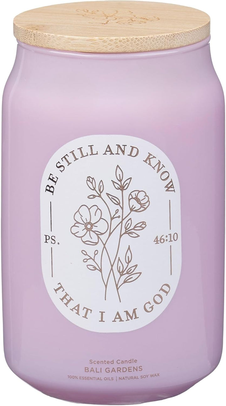 Be Still and Know Bali Gardens Scented Candle in a Glass Jar - Psalm 46:10