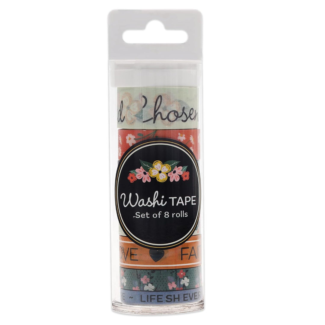 Dwell in Hope - Washi Tape (Set of 8) - Floral, Multicolor