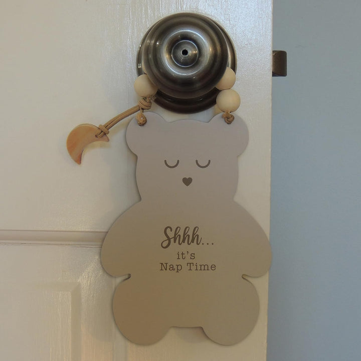 Bear Wooden Doorknob Hanger for Nursery, Bible Verse Christian Nursery Decor, 6 by 4.4 Inches, by Abbey + CA Gift