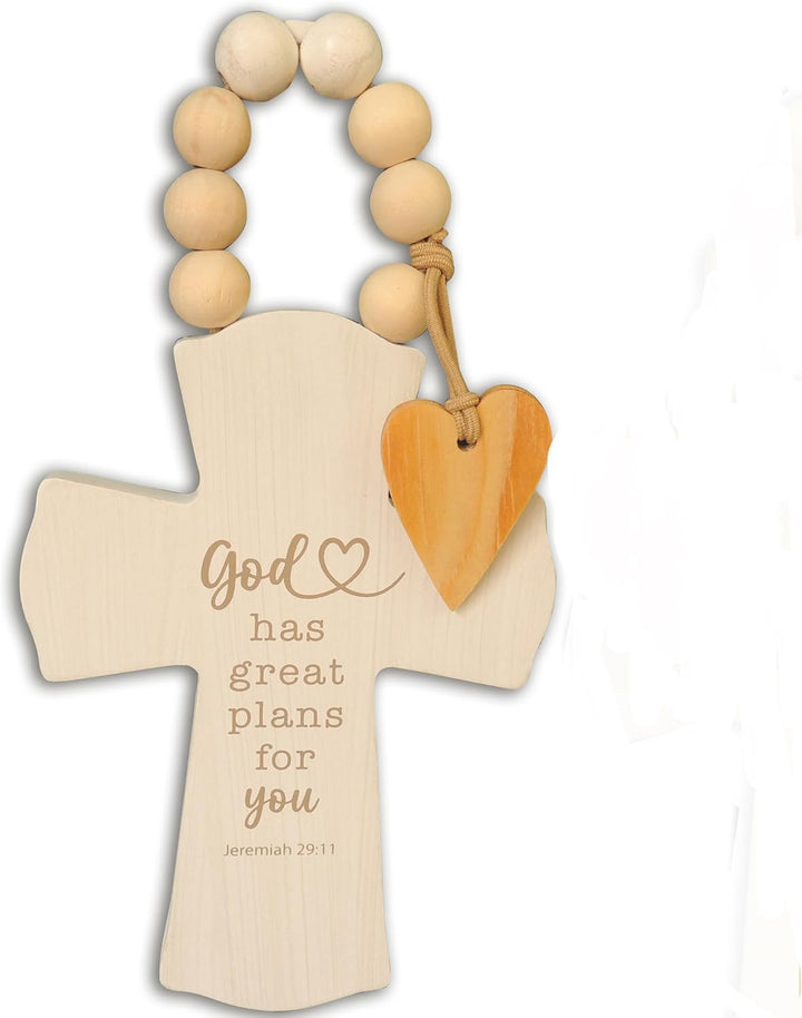 God Has Plans Cross Wooden Nursery Doorknob Hanger, Christian Nursery Decoration, 6 Inches Tall, by Abbey + CA Gift
