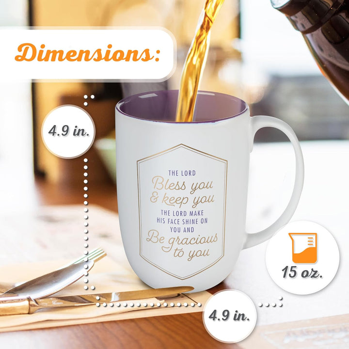 Mug White/Purple Bless You &amp; Keep You Num. 6:24-26