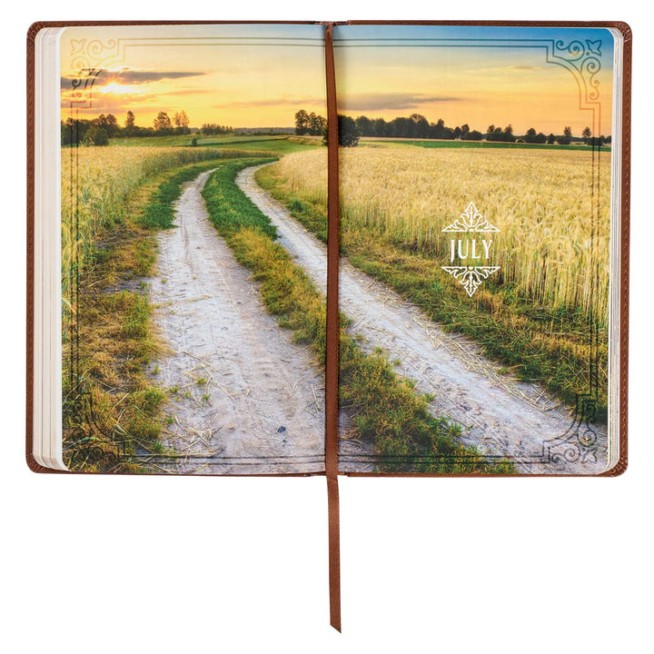Walking with God 365 Daily Devotions, Large Print Brown Faux Leather Imitation Leather