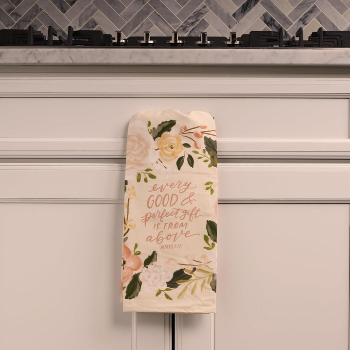 Every Good and Perfect Gift Peach Cotton Tea Towel - James 1:17