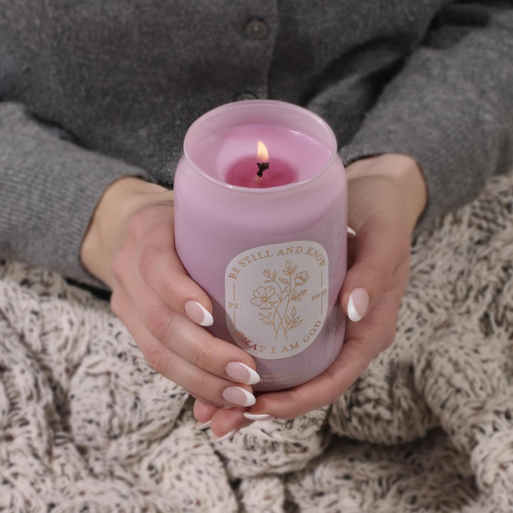 Be Still and Know Bali Gardens Scented Candle in a Glass Jar - Psalm 46:10