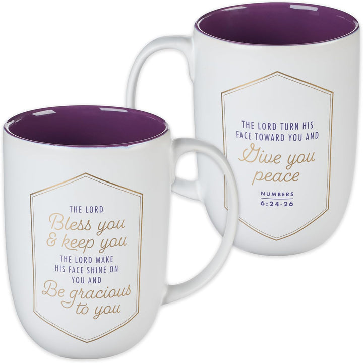 Mug White/Purple Bless You &amp; Keep You Num. 6:24-26