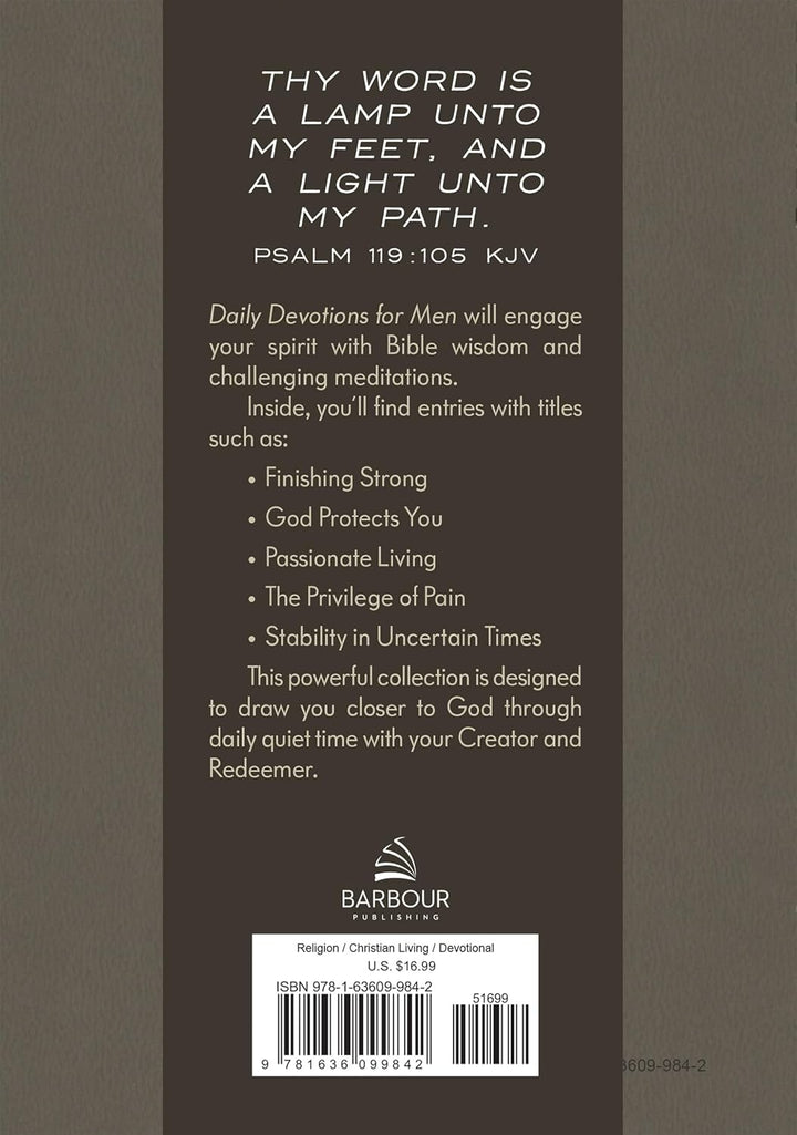 Daily Devotions for Men: 365 Inspiring Readings Leather Bound