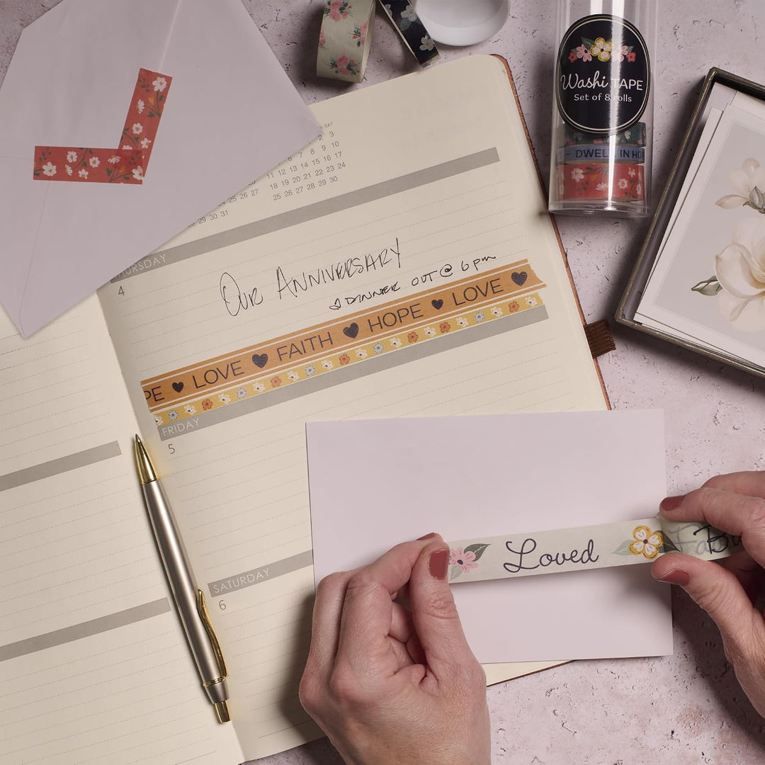Dwell in Hope - Washi Tape (Set of 8) - Floral, Multicolor