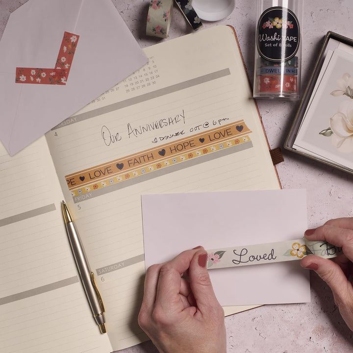 Dwell in Hope - Washi Tape (Set of 8) - Floral, Multicolor