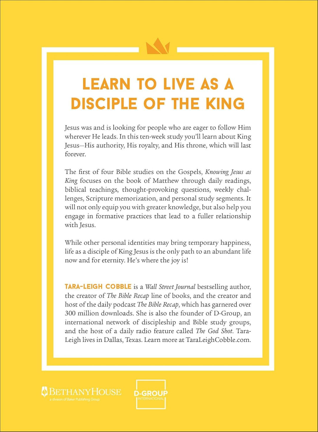 Knowing Jesus as King A 10-Session Study on the Gospel of Matthew - Tara-Leigh Cobble