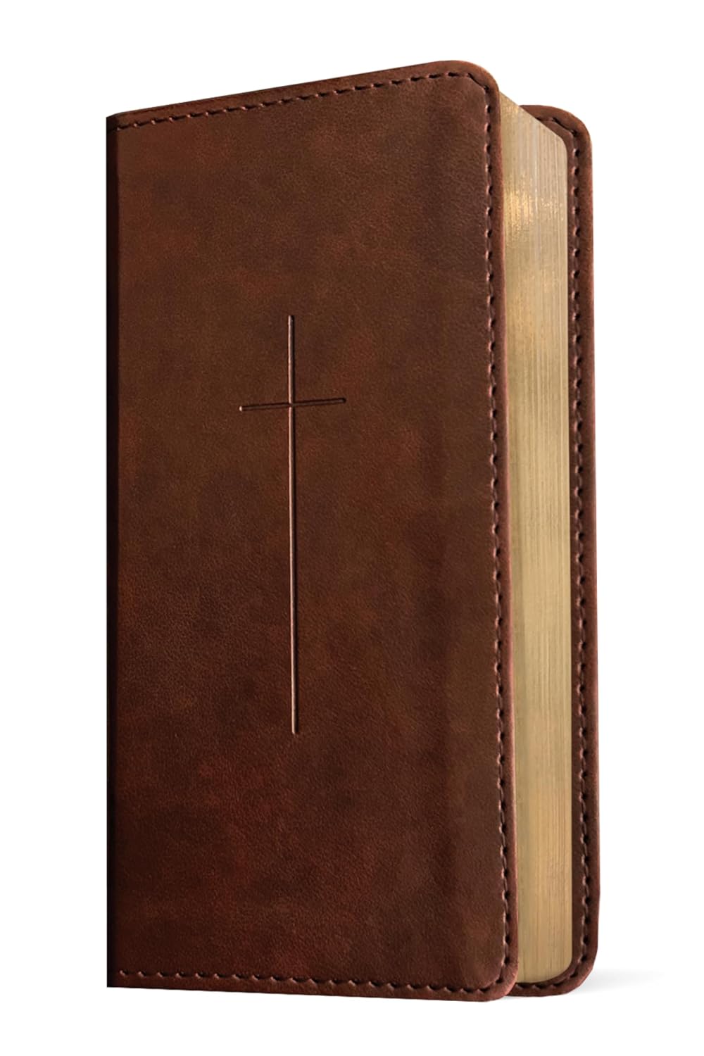 NLT Pocket Thinline Bible, Filament Enabled (LeatherLike, Brown Cross, Red Letter)
