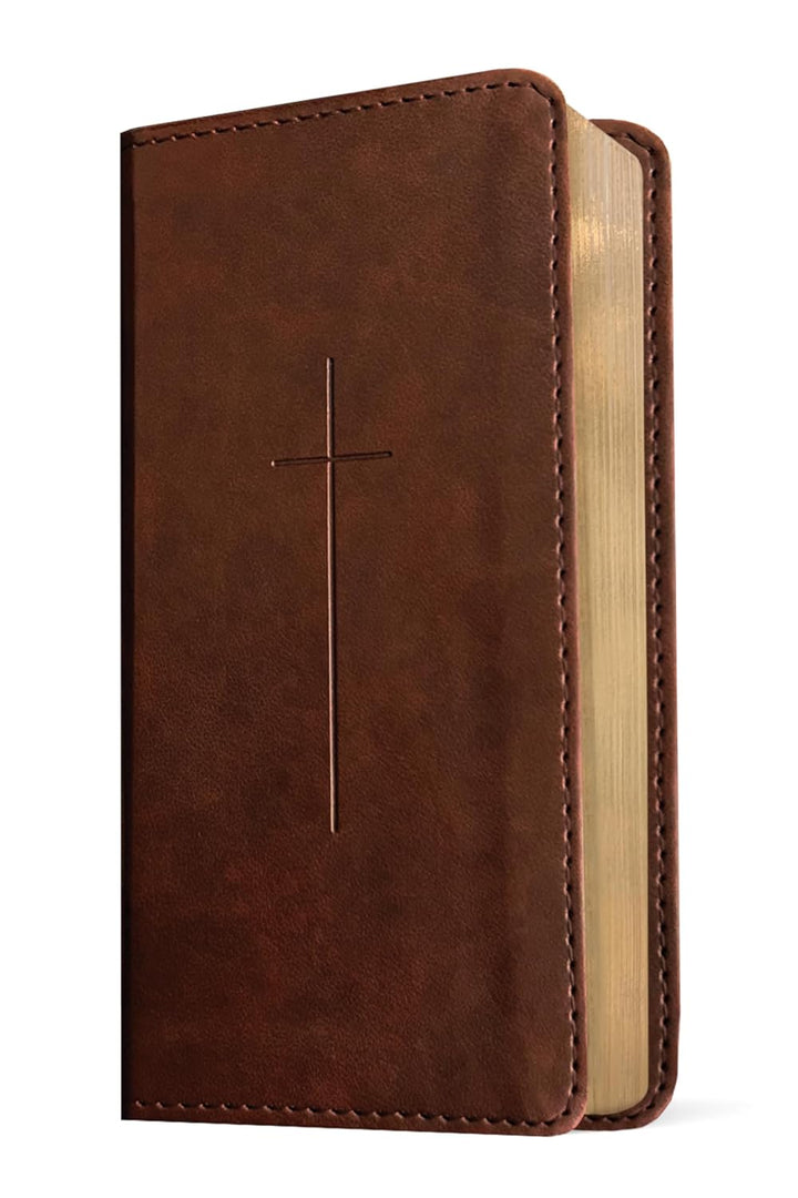 NLT Pocket Thinline Bible, Filament Enabled (LeatherLike, Brown Cross, Red Letter)
