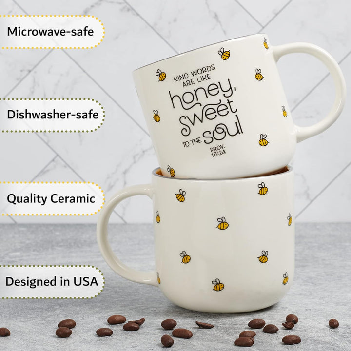 Ceramic Coffee &amp; Tea Mug for Women: Kind Words are Like Honey Inspirational Bible Verse