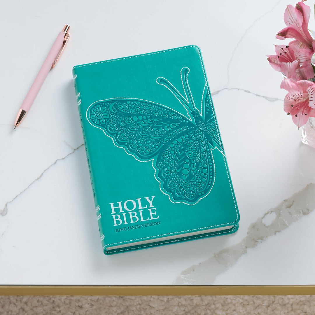 Teal Butterfly Faux Leather King James Version Gift Edition Bible