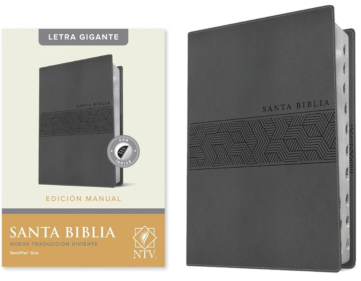 Santa Biblia NTV, Edición manual, letra gigante (SentiPiel, Gris, Índice, Letra Roja) (Spanish Edition) Imitation Leather – Large Print