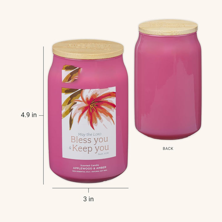 Bless You and Keep You Applewood and Amber Scented Candle in a Glass Jar - Numbers 6:24