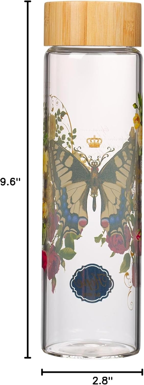 Hope Yellow Butterfly Glass Water Bottle - Isaiah 40:31