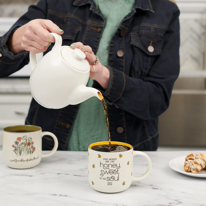 Ceramic Coffee &amp; Tea Mug for Women: Kind Words are Like Honey Inspirational Bible Verse