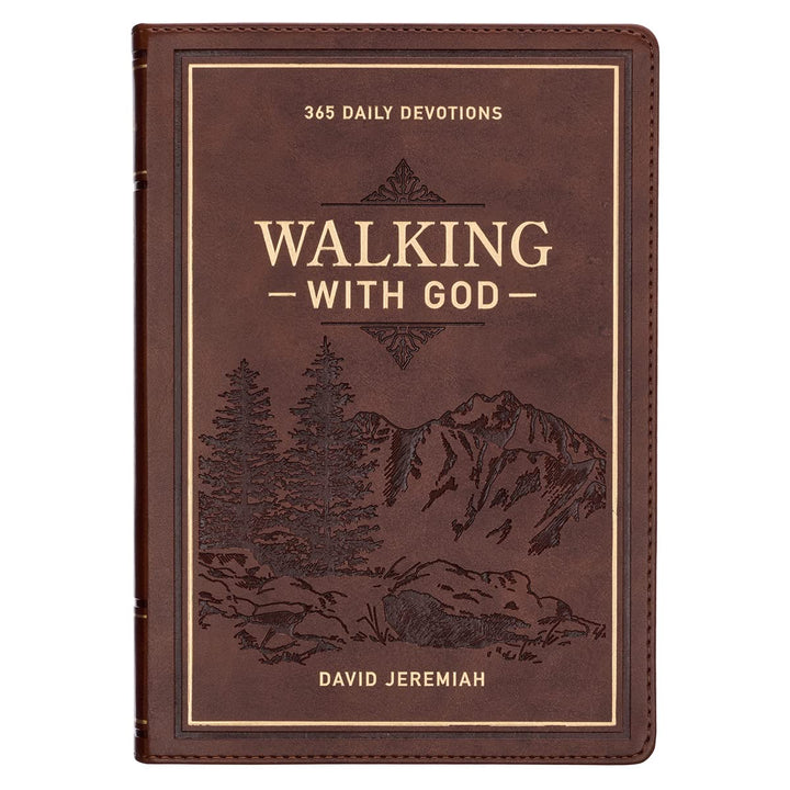 Walking with God 365 Daily Devotions, Large Print Brown Faux Leather Imitation Leather