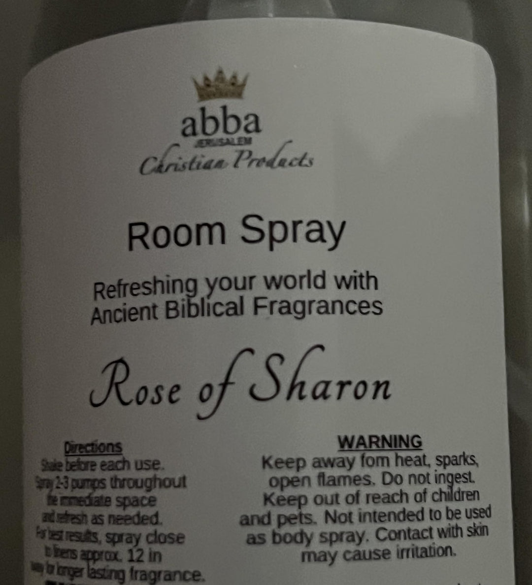 ROSE OF SHARON ROOM SPRAY 9oz Bottle - ABBA