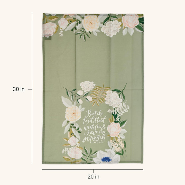 The Lord Stood With Me Sage Green Cotton Tea Towel - 2 Timothy 4:17