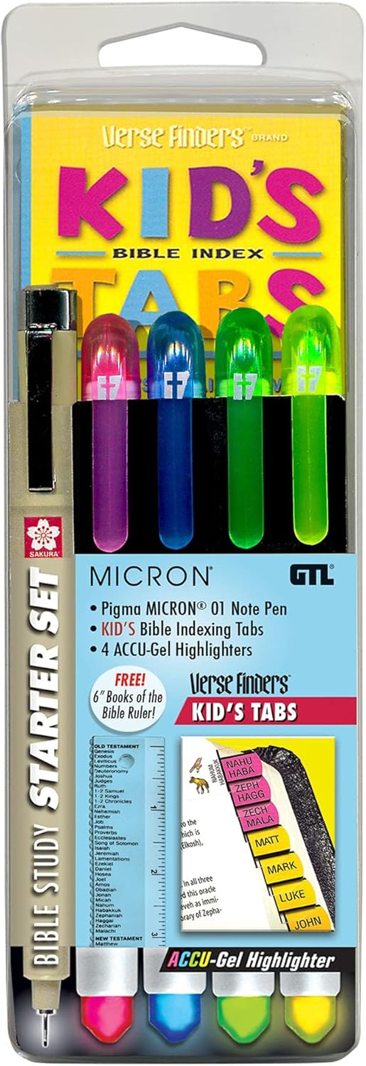 Accu-Gel Bible Highlighter, Pigma Micron Bible Study Starter Set – Kid&