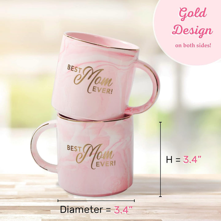 Best Mom Ever Pink Marbled Ceramic Coffee Mug