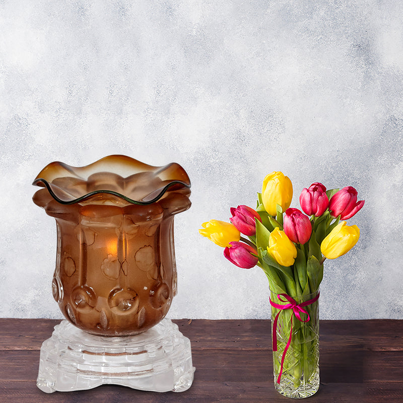 Glass Black Tulip Oil Warmer