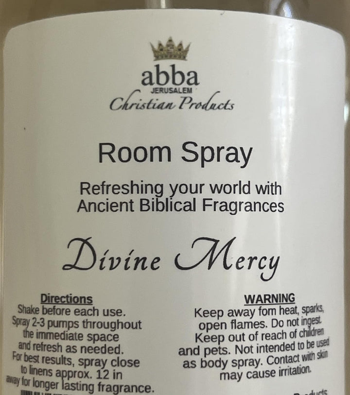 Divine Mercy Room Spray 9oz Bottle (Sweet Olive/Orange Citrus/Biblical Herbs &amp; Spices) - ABBA Oil - ABBA Jerusalem