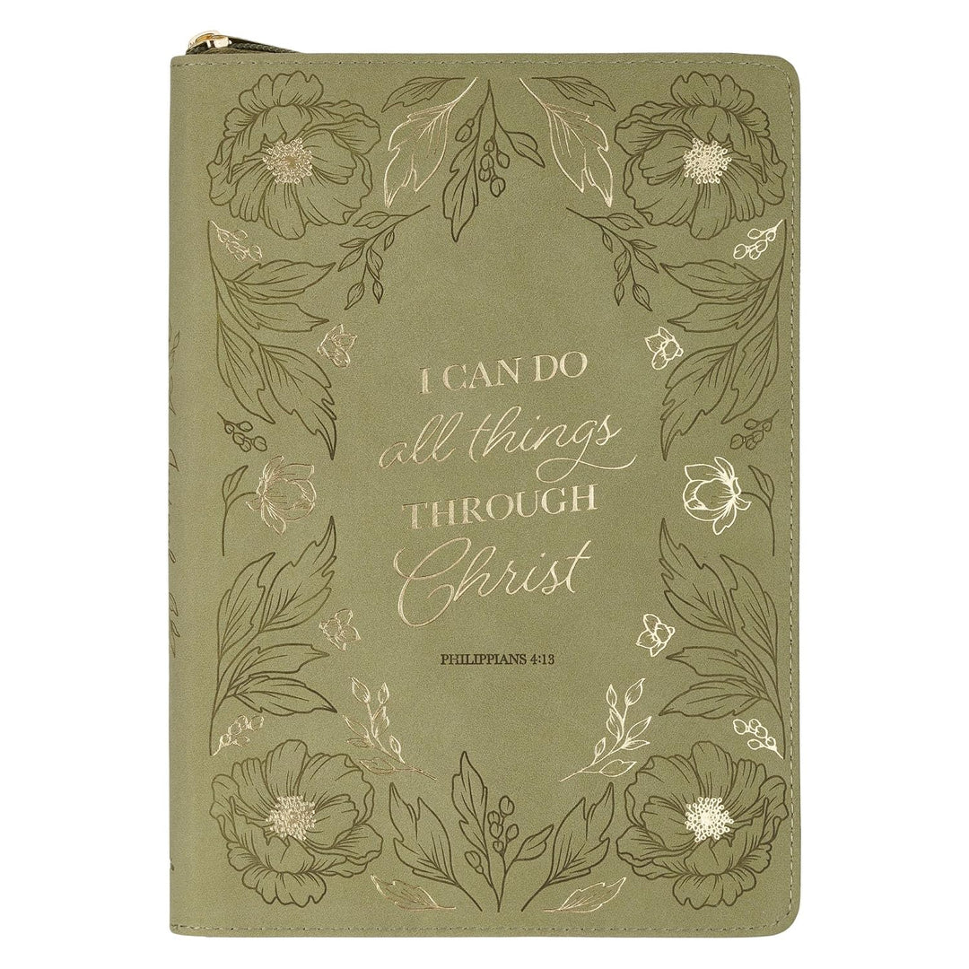 Journal Classic Zip Green I Can Do All  Things Phil. 4:13